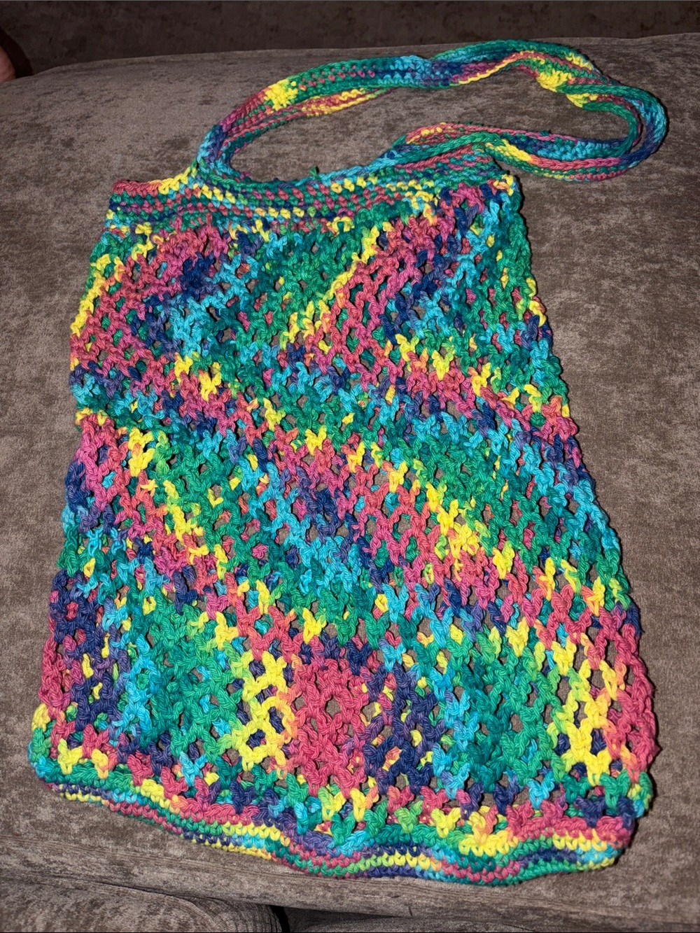 Handmade Multicolor Crochet Mesh Shoulder Bag